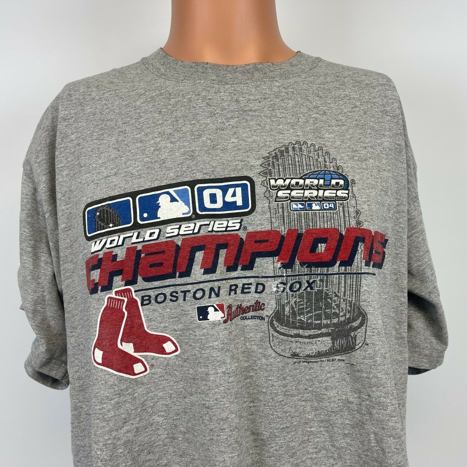 Boston Red Sox 2004 World Series Champs T Shirt Vtg MLB 