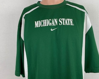 Nike Uomo Michigan State Spartans Ricamato Dri Fit Training T-Shirt Vtg L