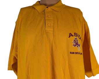 Vintage Arizona State Sun Devils Polo Shirt Mens Size L NCAA College Gold