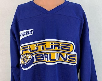 CCM Boston Bruins Future Powerade Embossed Hockey Jersey Vtg 90s Blue Size L