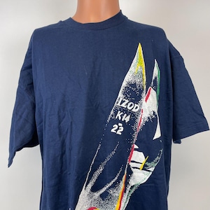 Vintage 90s Izod Sailing T Shirt Mens Size L Blue