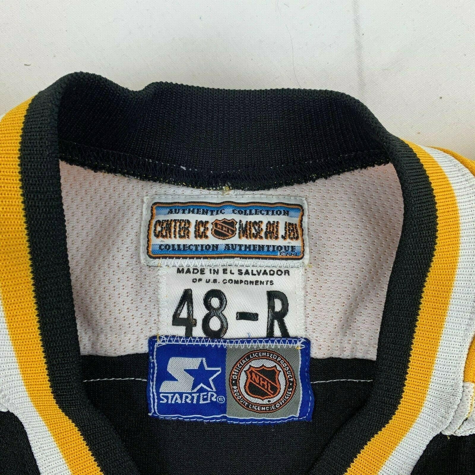 Vtg STARTER Center Ice Pittsburgh Penguins Jersey 48-R w/ Fight Strap