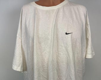 Vintage Nike Basic T Shirt Mens Size 2XL White Embroidered Swoosh Logo Y2K