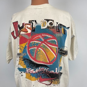 Nike Basketball Just Do It Doppelseitiges T-Shirt Vintage 90er Jahre Black Tag Made USA L