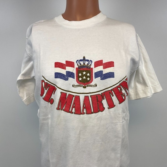 St Maarten Crown Flag Embossed Single Stitch T Shi