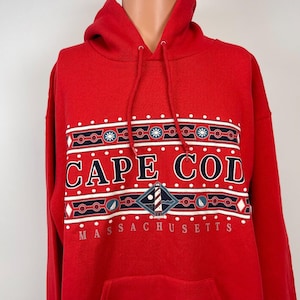 Cape Cod Massachusetts Light Tower Geprägtes Hoodie Sweatshirt Vtg 90er Jahre USA L