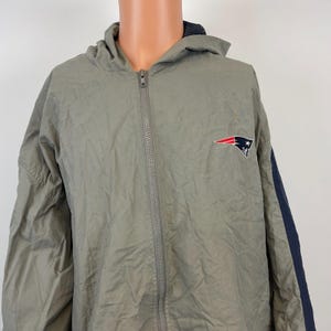 Puma New England Patriots Hooded Windbreaker Jacket Vtg 90s NFL Football Grey XL