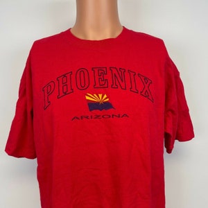 T-shirt drapeau de l'état de Phoenix Arizona vintage des années 2000 rouge taille XL