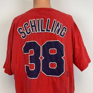 Majestic Curt Schilling Boston Red Sox Jersey T Shirt Vtg 2000s MLB Baseball XL