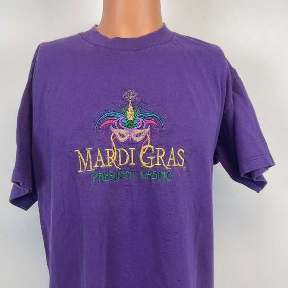 Mardi Gras President Casino Embroidered T Shirt V… - image 1