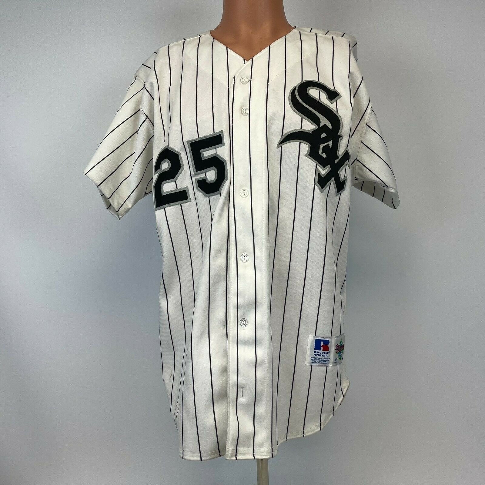 BeantownFinds Russell Authentic Jim Abbott Chicago White Sox Jersey Vtg 90s MLB Diamond 44