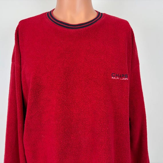 Chaps Ralph Lauren, Vintage 90s Chaps Ralph Lauren Fleece Sweatshirt Mens Size L Red Embroidered
