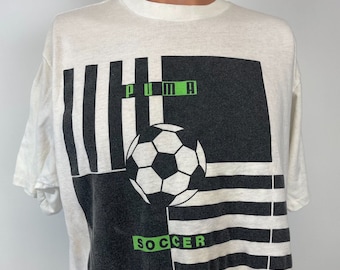 Puma Soccer Single Stitch Camiseta Vintage 90s Hecho en EE.UU. Tamaño XL