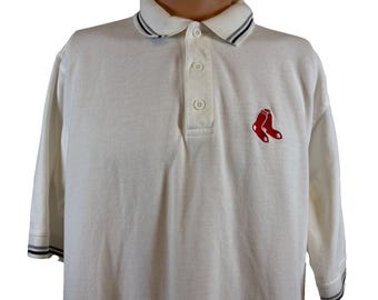 Polo vintage de los Boston Red Sox para hombre, talla L, CSA, MLB, béisbol, blanco, años 90