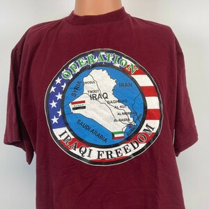Operation Irak Freiheit Karte T-Shirt Vtg 2003 USA Military Gr. L