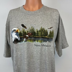 New Mexico Bald Eagle Single Stitch T Shirt Vintage 2000 Grey Made In USA XL