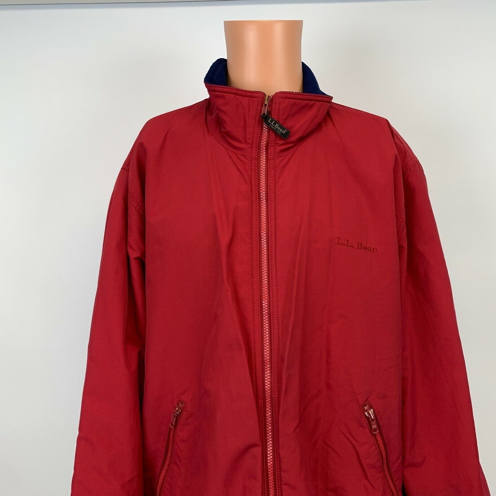Buy LL Bean Warm up Full Zip Jacket Vtg 90s Fleece Line Red Size