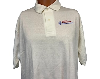 Vintage Polo Shirt Mens Size L ATP Tennis Championship Thriftway 90s White