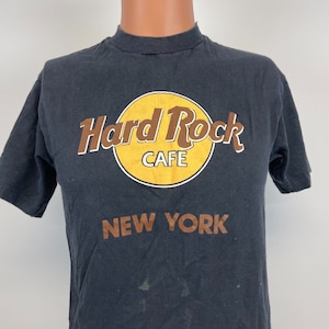Hard Rock Cafe New York Single Stitch T Shirt Vtg 80s Made In USA. Blue Size M