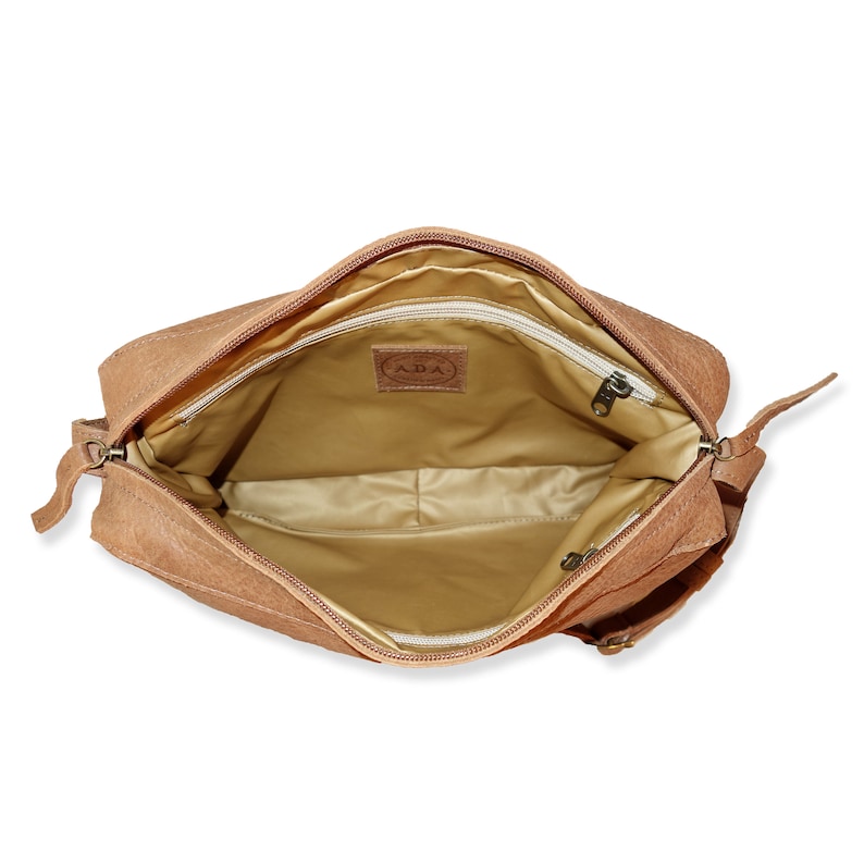 Camel Brown Leather Crossbody Messenger Bag Medium size Etsy