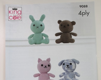 Amigurumi Animals Crochet Pattern: King Cole 9088 (Pattern Sheet)