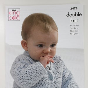 Baby Cardigan Crochet Pattern: King Cole 3478