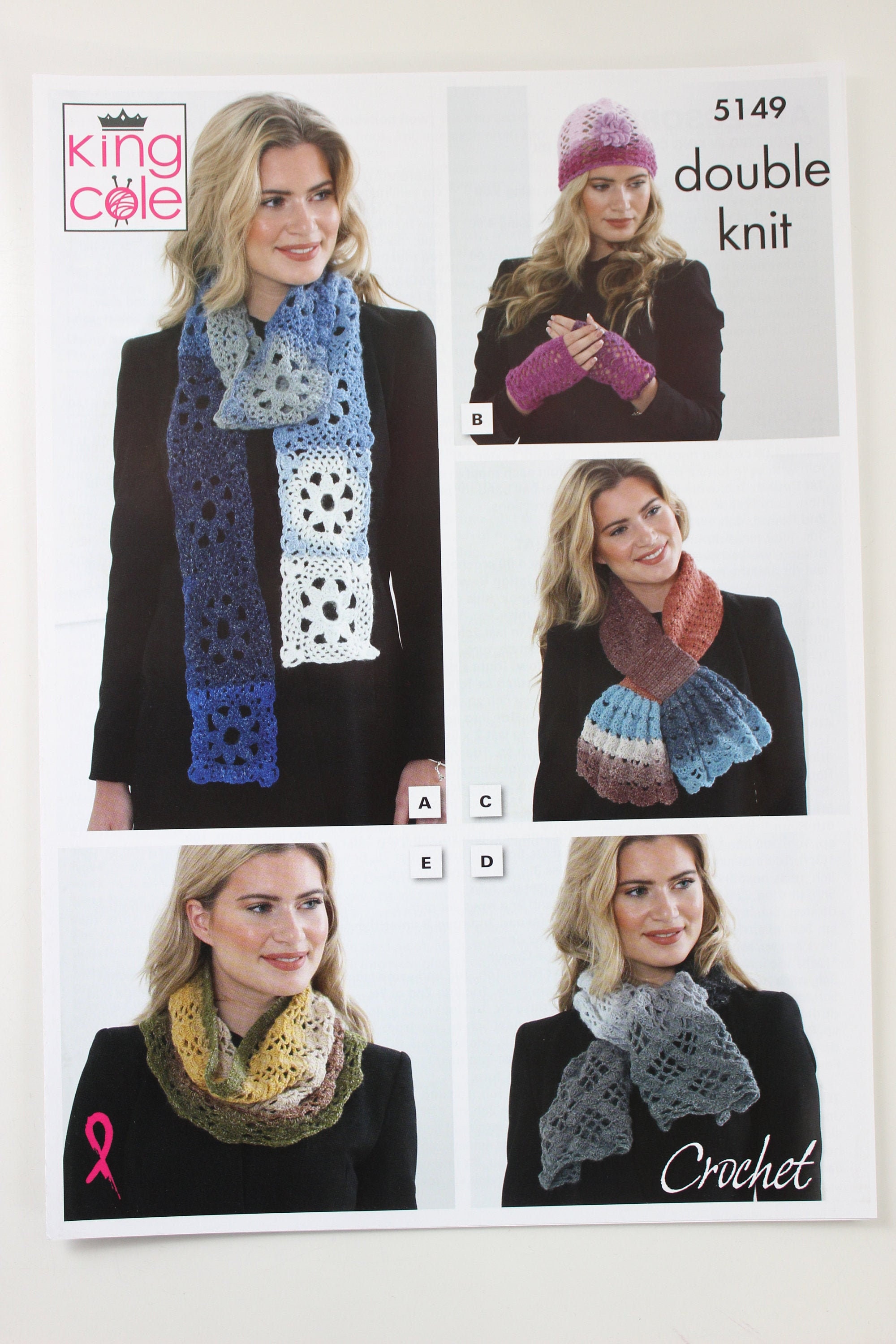 King Cole Hat, Scarf & Cowl Crochet Pattern 5149 - Double Knit King Cole Hat, Scarf & Cowl Crochet Pattern 5149 - Double Knit