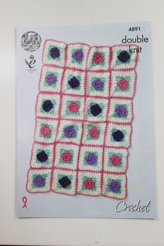 King Cole Floral Motifs Blanket Crochet Pattern 4891 - Double Knit King Cole Floral Motifs Blanket Crochet Pattern 4891 - Double Knit