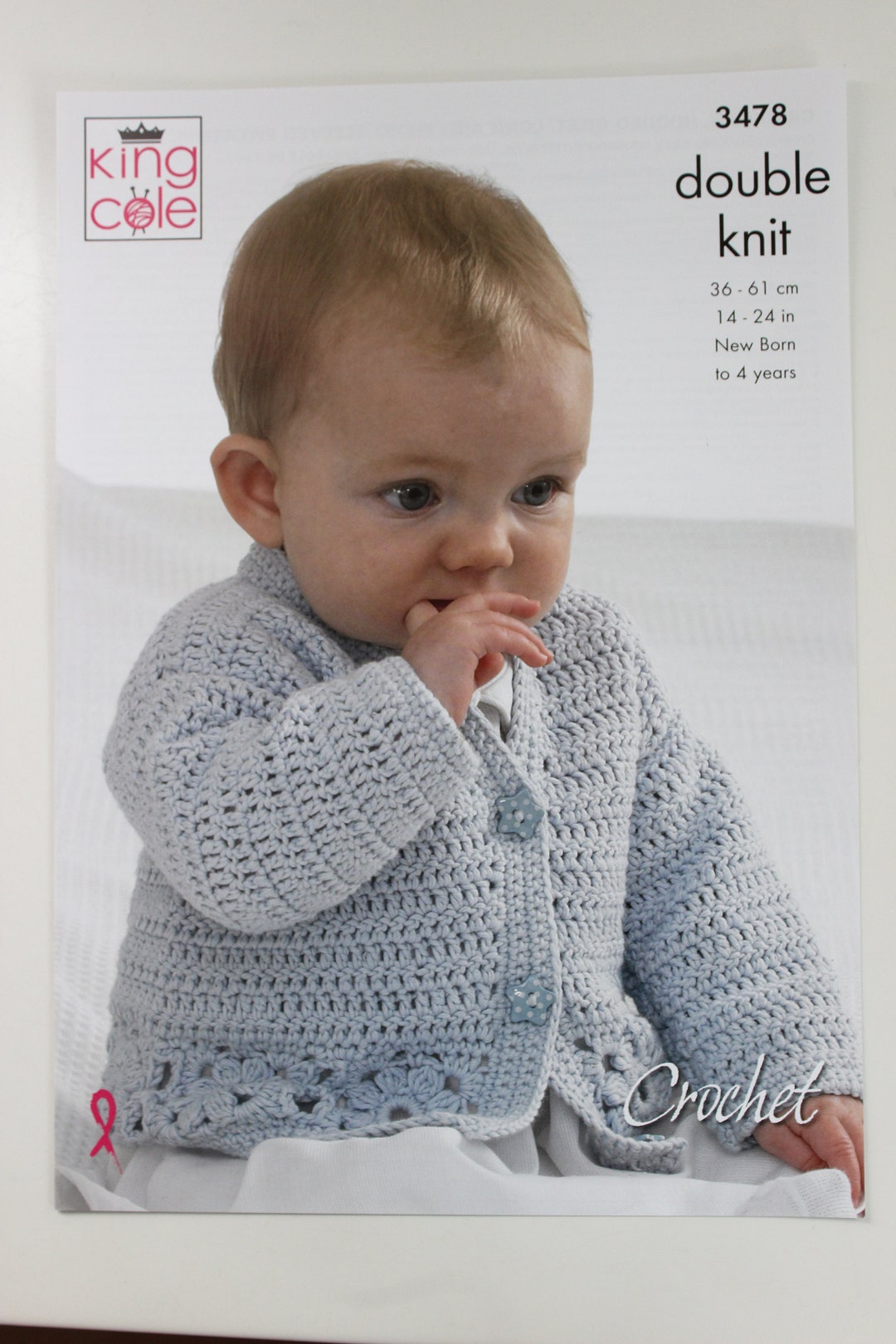 Baby Cardigan Crochet Pattern Sheet, King Cole Crochet Pattern 3478