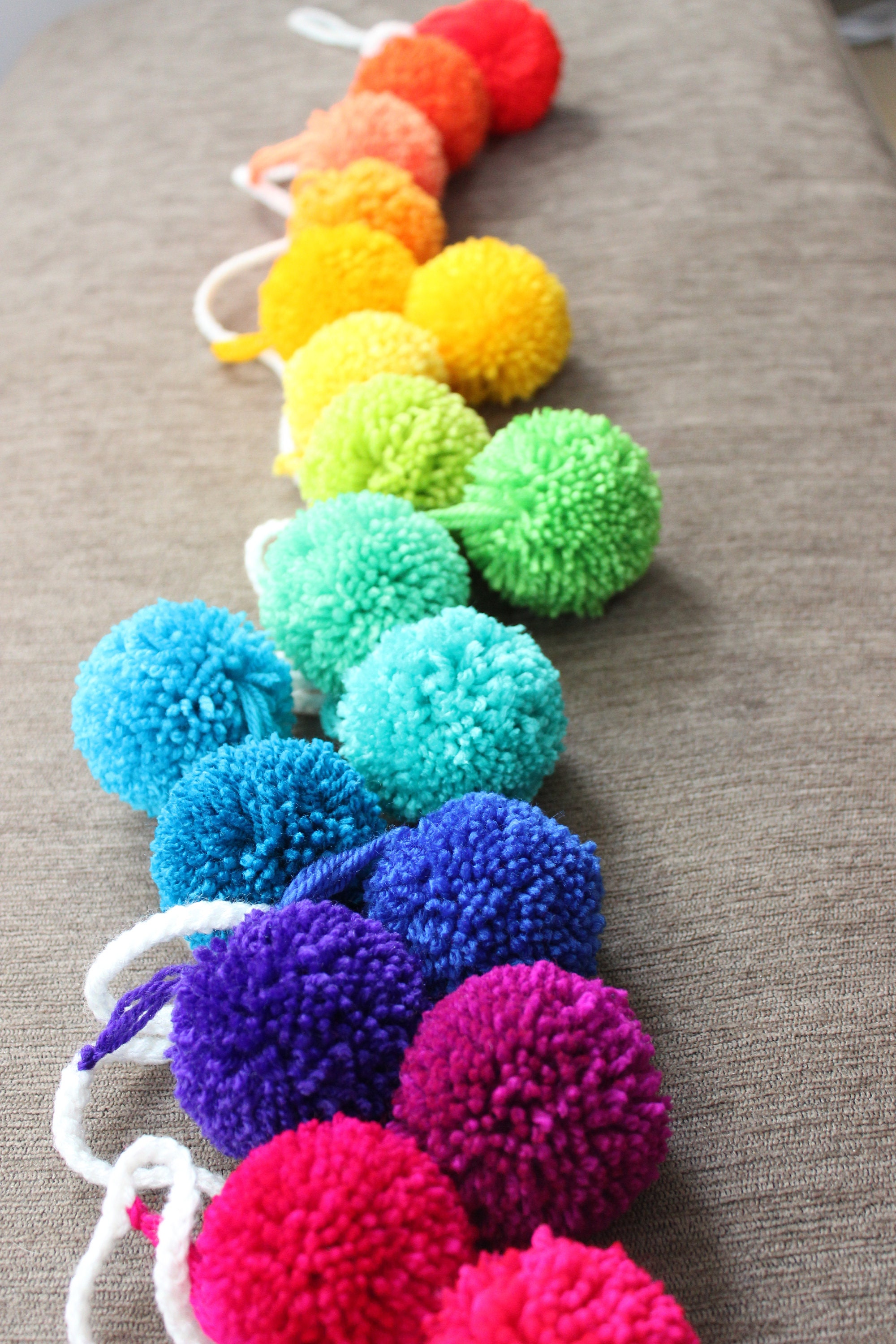 Handmade Rainbow Pompom Bunting multicoloured pompom Etsy