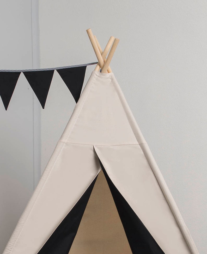 teepee tent children/'s teepee tent kids teepee play tent set 6 elements indian wigwam Just Black tipi