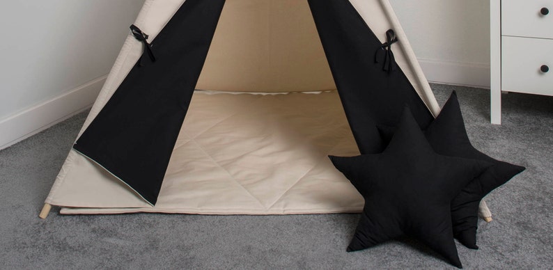 teepee tent children/'s teepee tent kids teepee play tent set 6 elements indian wigwam Just Black tipi