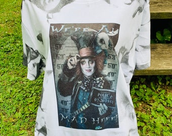 Alice in Wonderland Mad Hatter-shirt: uniek gesublimeerd tie-dye-shirt