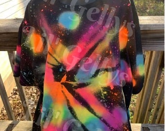 Neon Rainbow Tie Dye T-Shirt: Handmade Cotton Shirt
