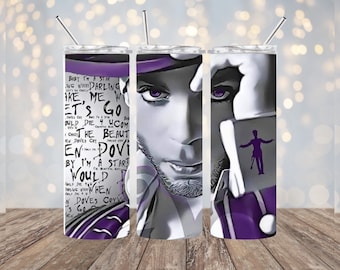 prince tumbler,20 oz tumbler,music tumbler,fan tumbler,fan gift,music gift,skinny tumbler,insulated tumbler,sublimation design,music lover,