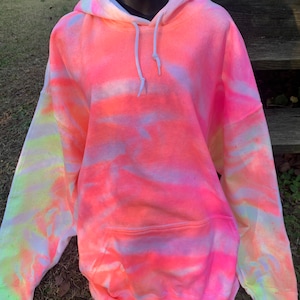 Neon Tie Dye Hoodie: Unisex Pullover Sweatshirt
