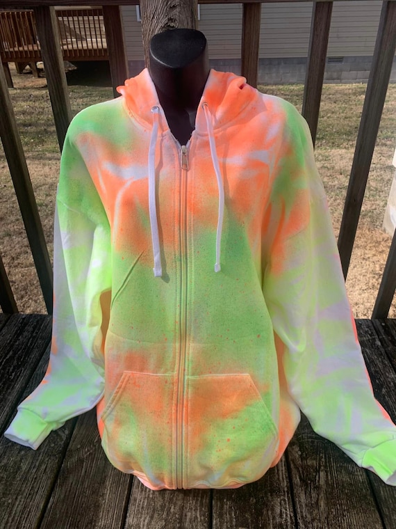Neon Tie Dye Zip up Hoodie: Custom 