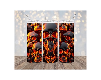 skulls tumbler,20 oz tumbler,skinny tumblers,skeleton tumblers,melted skulls,Halloween tumbler,scary skulls,sublimated tumbler,gothic skulls