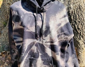 Black Tie Dye Hoodie: Galaxy Bleached Sweatshirt