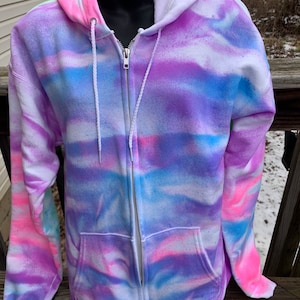 Pastel tie dye zip up hoodie sale