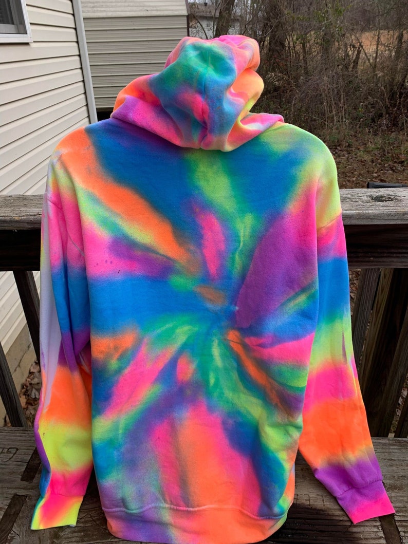 tie dye hoodie,rainbow hoodie,tie dye,unique tie dye,neon tie dye,custom tie dye,custom gift,unisex hoodie,gift for her,unique gift,gift for image 2