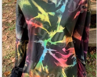 Reverse Tie Dye Long Sleeve Shirt: Multicolor Unisex Cotton Tee