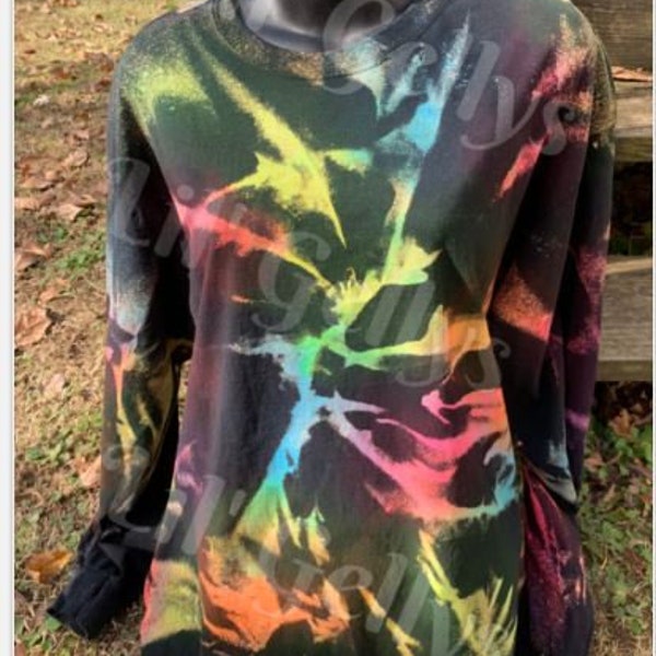 Long Sleeve Tie Dye,reverse tie dye shirt,tie dye shirts,hippie shirt,gift for,unisex shirt,multicolor shirt,trendy shirts,unique gift,