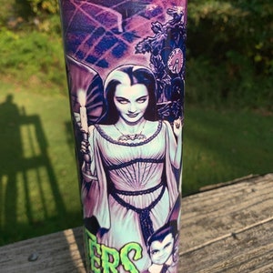 the Munsters tumbler,halloween tumbler,classic monsters,20 oz tumbler,skinny tumbler,vintage tumbler,tumbler with lid,insulated tumbler, image 4