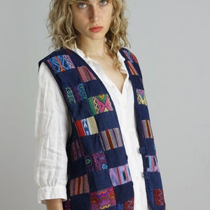 HIPPIE 70s vintage vest, printed vest, patchwork vest, size L