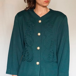 VINTAGE 80&#39;s cardigan, green cardigan, size M