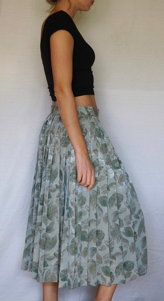 Falda vintage 70s, falda tablas, falda verde, talla M