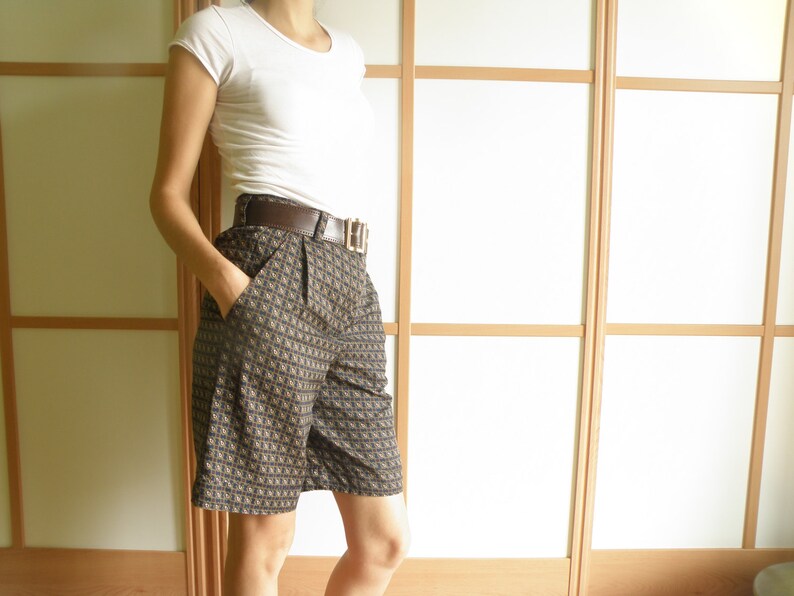 Handmade Bermudas pantsenglish printhigh waist