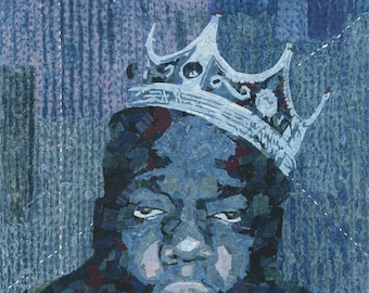 Biggie Smalls - Lámina textil índigo "Rey del Azul" - Edición limitada