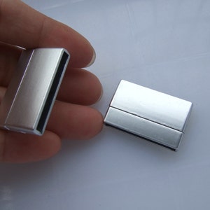 2セット マットシルバー 30 x 3 mm クラスプ フラットレザーコード用 5-30 mm ブレスレットレザークラスプ